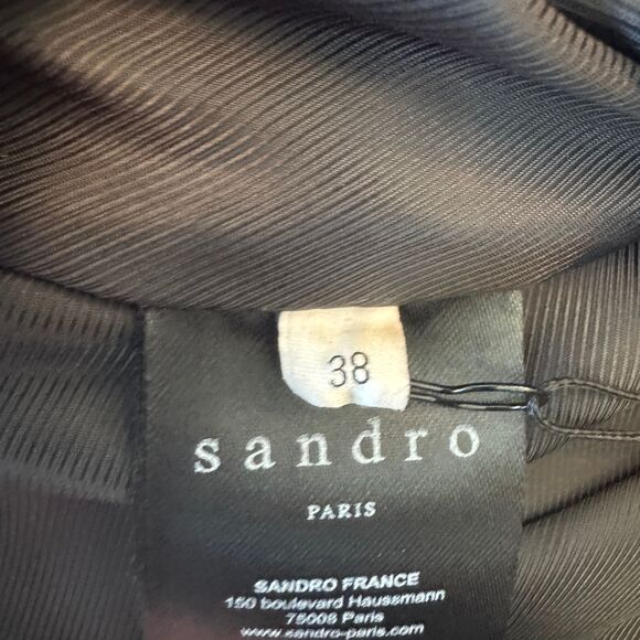 Sandro Black Leather Quilted Waist Cuffed Hem Shorts Size 38 - Picture 4 of 7